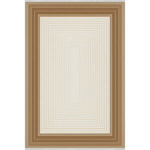 Pamuk Dokuma Taban Halı – Krem; Kahverengi; Bej – Geometrik Desen, Makinede Yıkanabilir, Kolay Temizlenebilir, Toz Ve Tüy Tutmaz, Kaymaz, Evcil Hayvan Dostu 150x300 cm