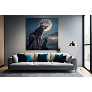 Ay Işığında Kurtlar Kanvas Tablo | Modern Ev Dekoru | Asmaya Hazır
