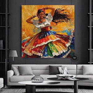 Meksikalı Dansçı Kanvas Tablosu; Hazır Asmaya 60x60 cm