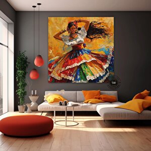Meksikalı Dansçı Kanvas Tablosu; Hazır Asmaya
