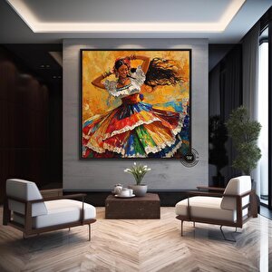 Meksikalı Dansçı Kanvas Tablosu; Hazır Asmaya 40x40 cm