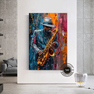 Afrika Caz Sanatı; Afrika Kanvas; Caz Duvar Sanatı; Caz Yağlı Boya Kanvas; Siyah Müzisyen Kanvas; Sa