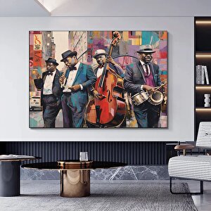 Afrikalı Caz Grafitisi; Saxofon Kanvas; Jazz Kanvas 100x150 cm