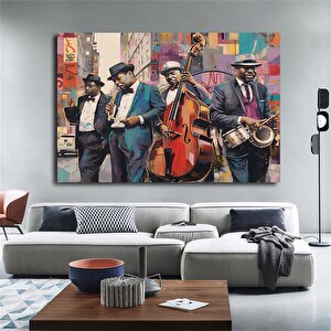 Afrikalı Caz Grafitisi; Saxofon Kanvas; Jazz Kanvas 100x150 cm