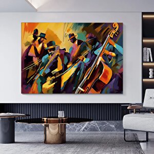 Caz Kulübü, Gece Ve Müzik, Konser, Orkestra, Caz Duvar Dekoru, Kanvas Baskı 50x70 cm