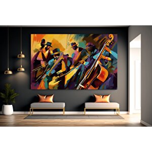 Caz Kulübü, Gece Ve Müzik, Konser, Orkestra, Caz Duvar Dekoru, Kanvas Baskı 50x70 cm
