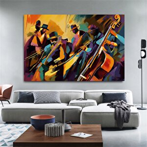 Caz Kulübü, Gece Ve Müzik, Konser, Orkestra, Caz Duvar Dekoru, Kanvas Baskı 30x40 cm