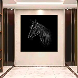 Siyah At Kanvas Duvar Sanatı; At Kanvas Baskısı; Hayvan Kanvas Sanatı; Modern Ev Dekoru; Çiftlik Evi