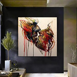 Öpüşen Tuval Resmi, Dudak Resmi, Aşık Çiftler Tuval Resmi, Sevgililer Günü Hediyesi Resmi