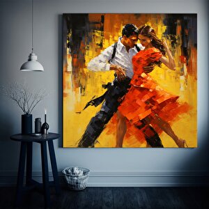 Ev Dekoru Kanvası, Büyük Kanvas, Çiftin Dans Ettiği Tablo, Müzik Odası Sanatı 80x80 cm