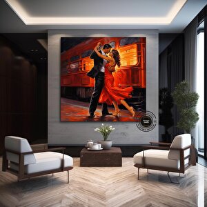 Kanvas Ev Dekoru; Büyük Kanvas; Dans Eden Çift Tablo Baskısı; Müzik Odası Sanatı; Tango Çifti Kanvas 80x80 cm