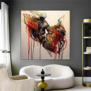 Öpüşen Tuval Resmi, Dudak Resmi, Aşık Çiftler Tuval Resmi, Sevgililer Günü Hediyesi Resmi 60x60 cm