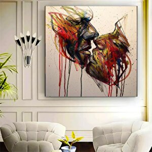 Öpüşen Tuval Resmi, Dudak Resmi, Aşık Çiftler Tuval Resmi, Sevgililer Günü Hediyesi Resmi