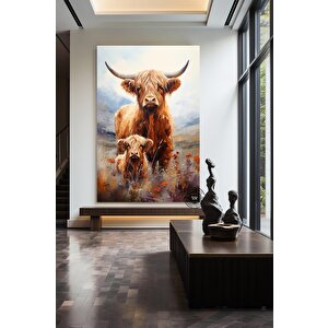 Özel Kanvas; Highland İneği; Çiftlik Tarzı Kanvas Hediye; İnek Duvar Dekoru; Büyük Boy Duvar Sanatı;