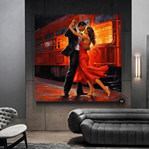 Kanvas Ev Dekoru; Büyük Kanvas; Dans Eden Çift Tablo Baskısı; Müzik Odası Sanatı; Tango Çifti Kanvas 30x30 cm