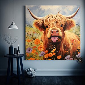 Özel Kanvas – Yüksek Dağ İneği, Çiftlik Evi Hediyesi