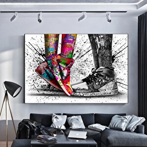 Spor Ayakkabılı Çift Kanvas Duvar Sanatı; Aşk Çifti Grafiti Poster Baskı; Grafiti Dekor; (kanvas Asm 30x40 cm