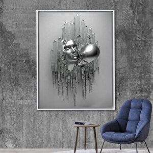 Aşık Çiftler Kanvas Tablosu, 3d İşlemeli Öpüşen Çiftler, Yatak Odası Kanvas Tablosu 30x40 cm