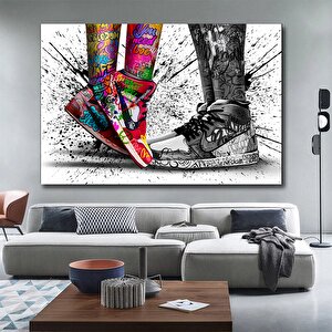 Spor Ayakkabılı Çift Kanvas Duvar Sanatı; Aşk Çifti Grafiti Poster Baskı; Grafiti Dekor; (kanvas Asm 50x70 cm