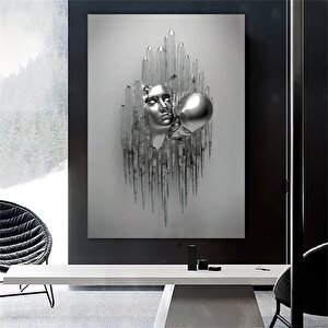 Aşık Çiftler Kanvas Tablosu, 3d İşlemeli Öpüşen Çiftler, Yatak Odası Kanvas Tablosu