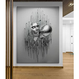 Aşık Çiftler Kanvas Tablosu, 3d İşlemeli Öpüşen Çiftler, Yatak Odası Kanvas Tablosu