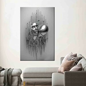 Aşık Çiftler Kanvas Tablosu, 3d İşlemeli Öpüşen Çiftler, Yatak Odası Kanvas Tablosu 50x70 cm