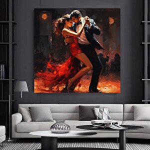 Kanvas Ev Dekoru; Dans Eden Çift Tablo Baskısı; Müzik Odası Sanatı; Tango Çifti Kanvas Dekoru 60x60 cm