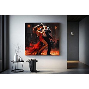 Kanvas Ev Dekoru; Dans Eden Çift Tablo Baskısı; Müzik Odası Sanatı; Tango Çifti Kanvas Dekoru 60x60 cm