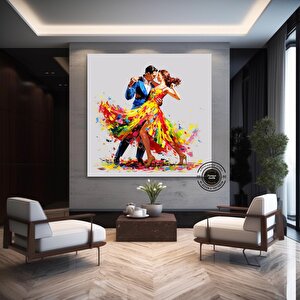 Ev Dekoru Kanvası, Büyük Kanvas, Çiftin Dans Ettiği Tablo, Müzik Odası Sanatı 60x60 cm