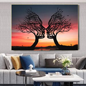 Ağaç Çifti Kanvası, Doğa Ve Aşk Temalı Çift Kanvas Tablosu