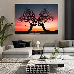 Ağaç Çifti Kanvası, Doğa Ve Aşk Temalı Çift Kanvas Tablosu