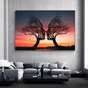 Ağaç Çifti Kanvası, Doğa Ve Aşk Temalı Çift Kanvas Tablosu