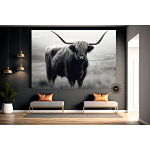 Yüksek Yayla İneği Tablo Baskısı – Rustik Çiftlik Evi Dekoru – Çok Renkli Veya Çerçevesiz Asılmaya Ha 30x40 cm