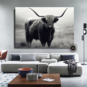 Yüksek Yayla İneği Tablo Baskısı – Rustik Çiftlik Evi Dekoru – Çok Renkli Veya Çerçevesiz Asılmaya Ha