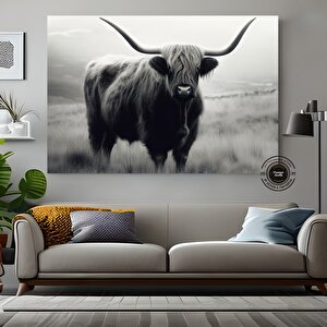 Yüksek Yayla İneği Tablo Baskısı – Rustik Çiftlik Evi Dekoru – Çok Renkli Veya Çerçevesiz Asılmaya Ha