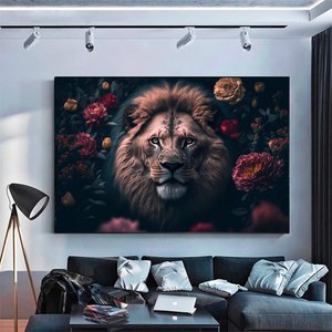 Aslan Duvar Sanatı; Aslan Kanvas Sanatı; Hayvan Duvar Sanatı; Kanvas Tablo; Modern Duvar Sanatı; Hay 120x150 cm