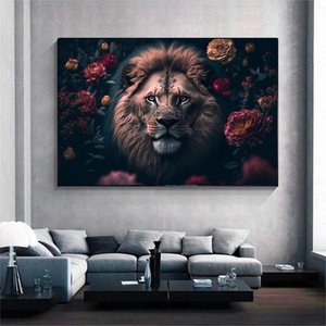 Aslan Duvar Sanatı; Aslan Kanvas Sanatı; Hayvan Duvar Sanatı; Kanvas Tablo; Modern Duvar Sanatı; Hay 120x150 cm