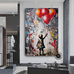 Balon Kız Pop Art Kanvas Baskısı; Banksy Sanatı; Balon Kız Grafiti; Sokak Grafiti Duvar Sanatı; Bank 80x120 cm
