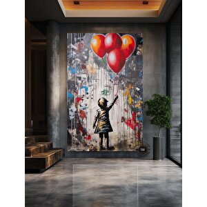 Balon Kız Pop Art Kanvas Baskısı; Banksy Sanatı; Balon Kız Grafiti; Sokak Grafiti Duvar Sanatı; Bank