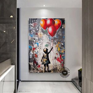 Balon Kız Pop Art Kanvas Baskısı; Banksy Sanatı; Balon Kız Grafiti; Sokak Grafiti Duvar Sanatı; Bank 40x60 cm