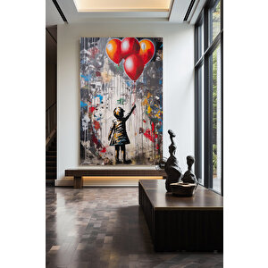 Balon Kız Pop Art Kanvas Baskısı; Banksy Sanatı; Balon Kız Grafiti; Sokak Grafiti Duvar Sanatı; Bank