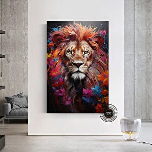 Renkli Aslan Çok Renkli Poster; Soyut Aslan Sanatı; Modern Duvar Dekoru