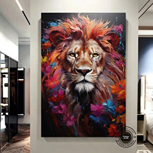 Renkli Aslan Çok Renkli Poster; Soyut Aslan Sanatı; Modern Duvar Dekoru
