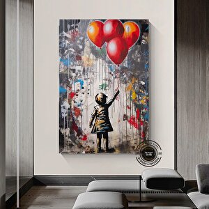 Balon Kız Pop Art Kanvas Baskısı; Banksy Sanatı; Balon Kız Grafiti; Sokak Grafiti Duvar Sanatı; Bank 30x40 cm