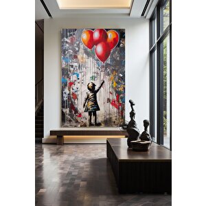 Balon Kız Pop Art Kanvas Baskısı; Banksy Sanatı; Balon Kız Grafiti; Sokak Grafiti Duvar Sanatı; Bank