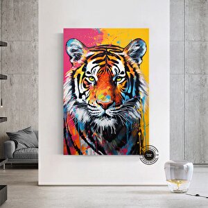 Soyut Graffiti Aslan Tablosu; Modern Hayvan Sokak Sanatı; Renkli Kanvas Poster Baskısı; Duvar Sanatı
