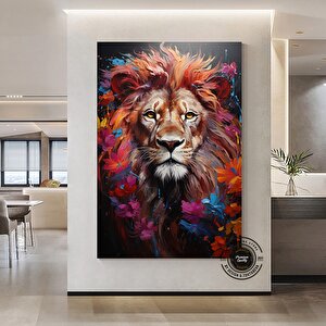 Renkli Aslan Çok Renkli Poster; Soyut Aslan Sanatı; Modern Duvar Dekoru