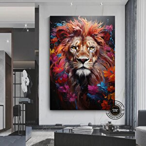 Renkli Aslan Çok Renkli Poster; Soyut Aslan Sanatı; Modern Duvar Dekoru 40x60 cm