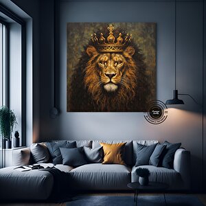 Kral Aslan Kanvas Tablo | Soyut Aslan Baskısı | Renkli Aslan Tablo