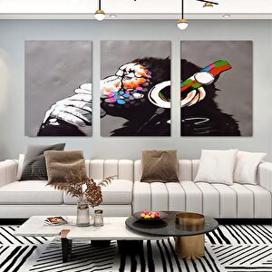 Soyut Grafiti Maymun, Komik Goril Duvar Sanatı Görseli, Hayvan Duvar Sanatı 100x150 cm